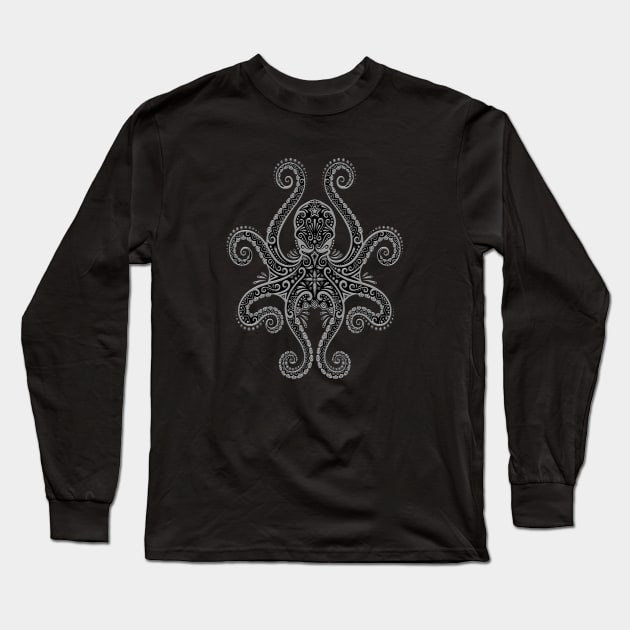 Intricate Dark Octopus Long Sleeve T-Shirt by jeffbartels
